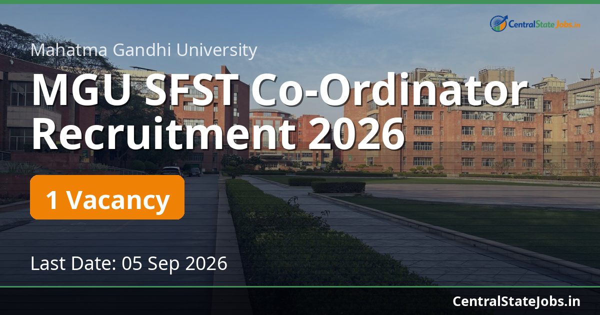 MGU SFST Co-Ordinator Recruitment 2026