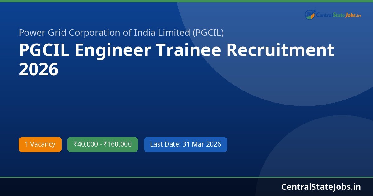 PGCIL Engineer Trainee Recruitment 2026