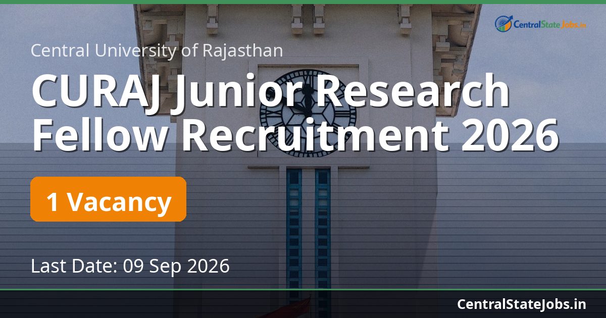 CURAJ Junior Research Fellow Recruitment 2026