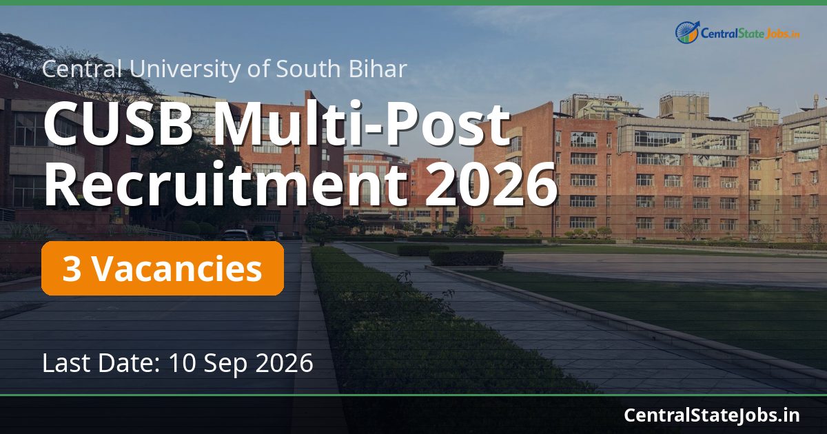 CUSB Multi-Post Recruitment 2026