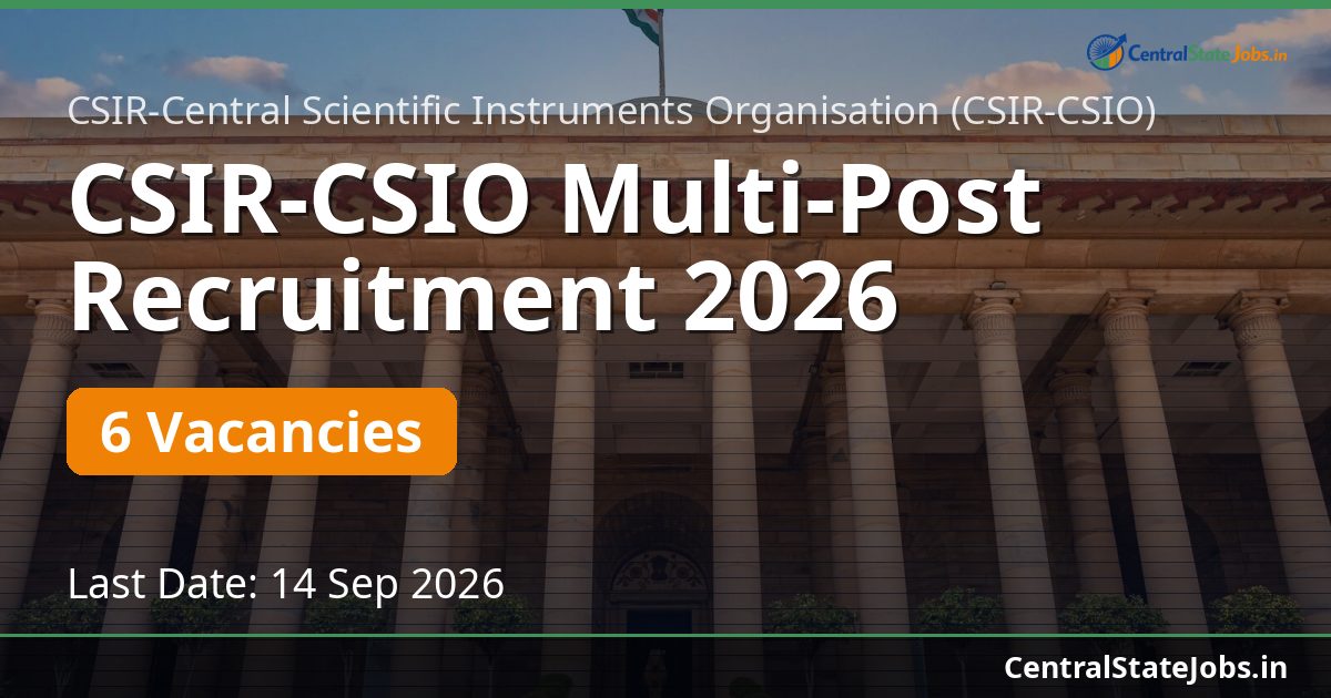 CSIR-CSIO Multi-Post Recruitment 2026