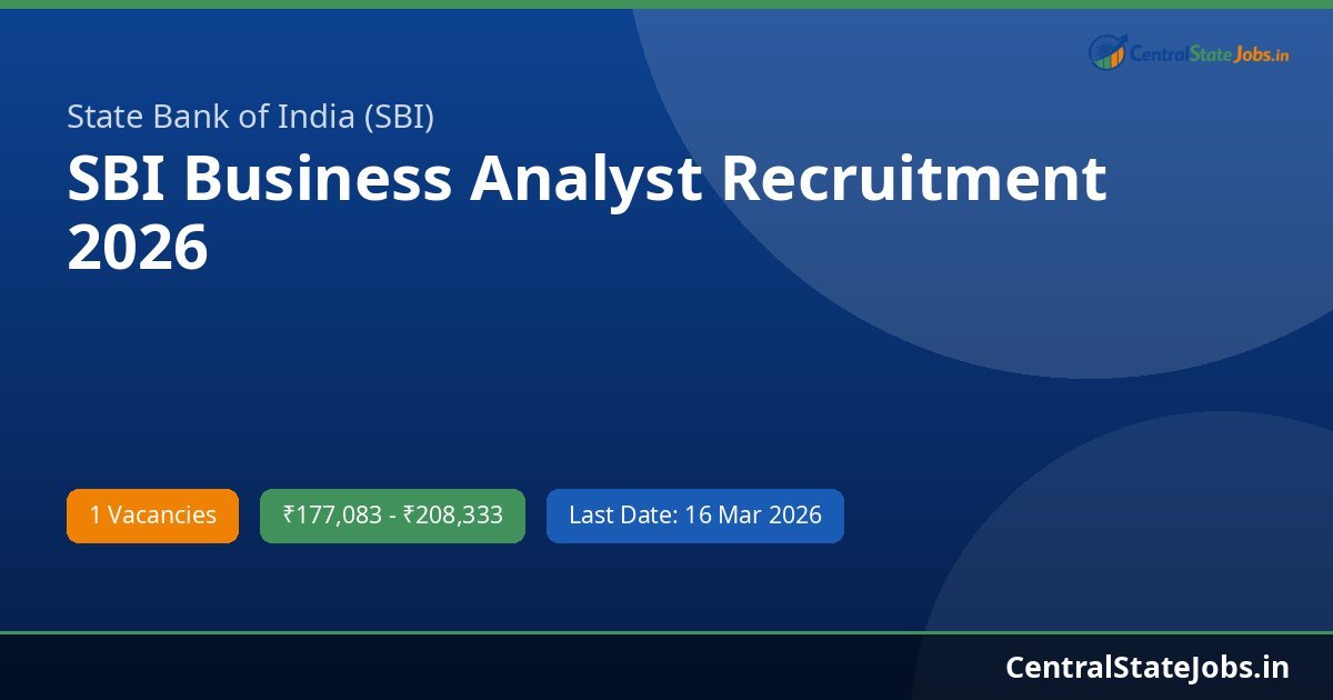SBI Business Analyst Recruitment 2026