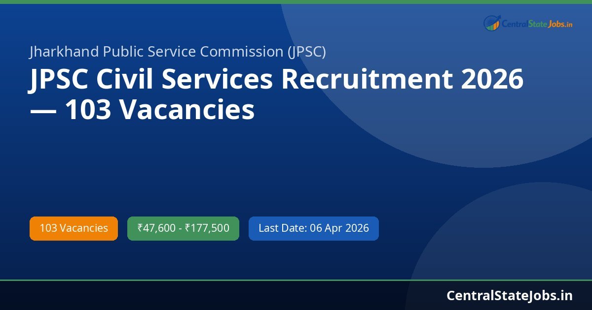 JPSC Civil Services Recruitment 2026 — 103 Vacancies