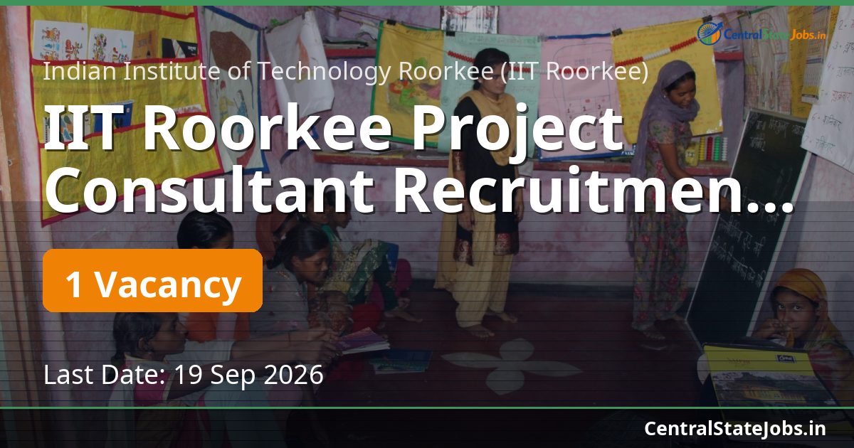 IIT Roorkee Project Consultant Recruitment 2026