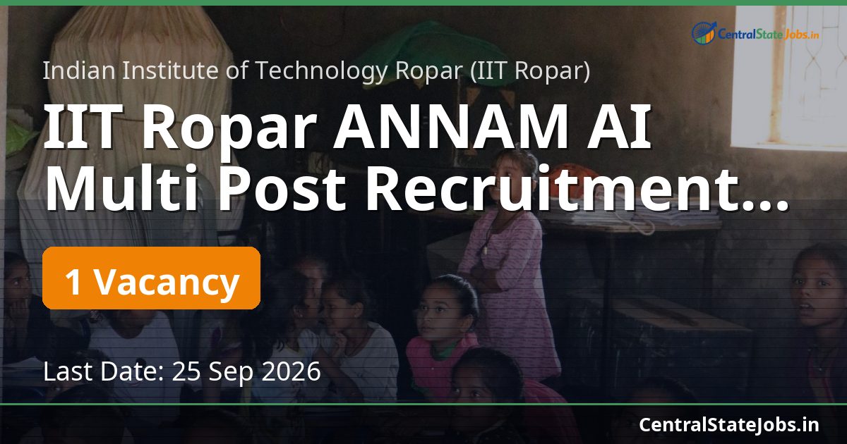 IIT Ropar ANNAM AI Multi Post Recruitment 2026