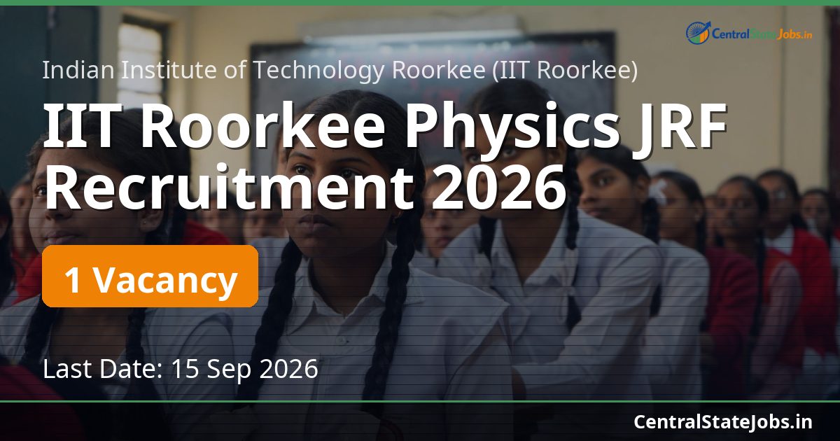 IIT Roorkee Physics JRF Recruitment 2026