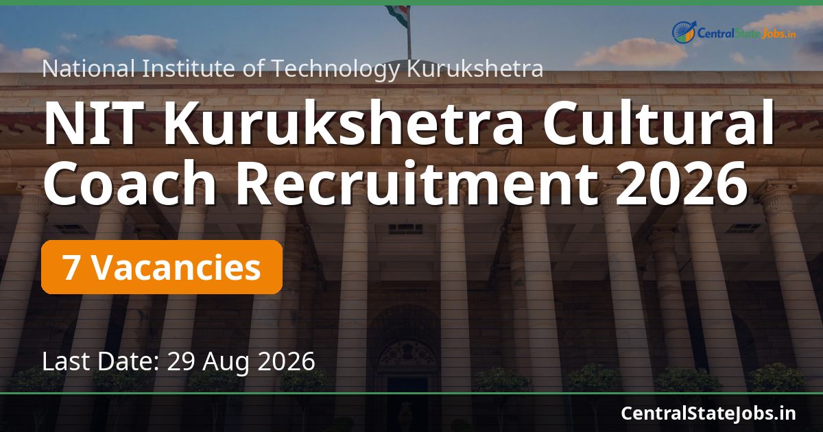 NIT Kurukshetra Cultural Coach Recruitment 2026