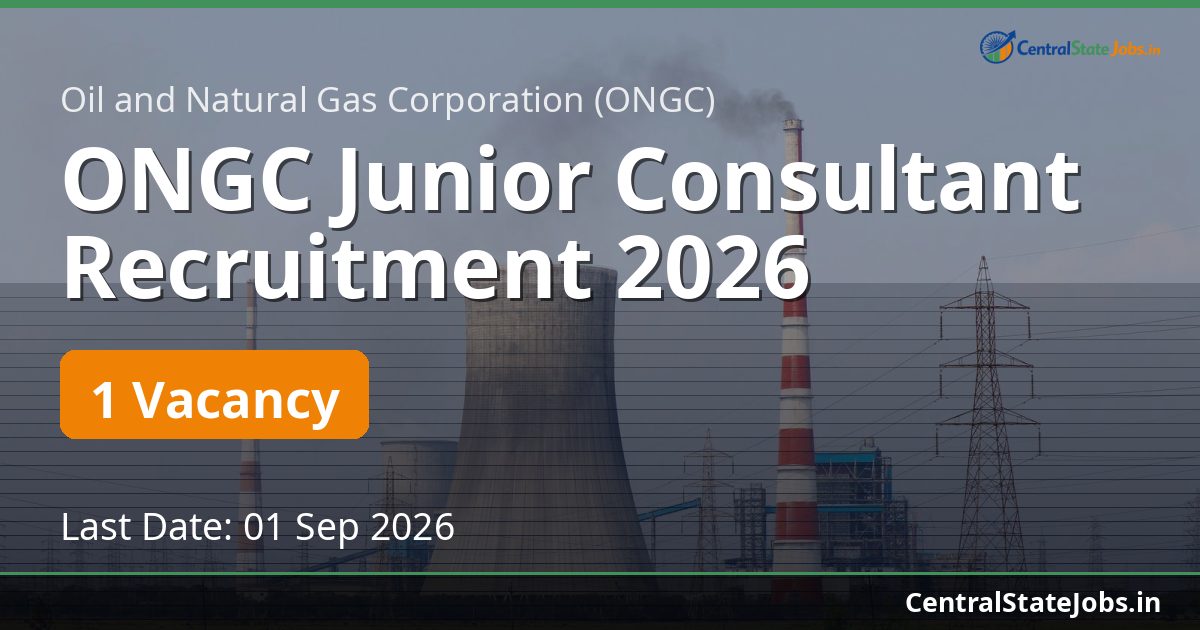 ONGC Junior Consultant Recruitment 2026