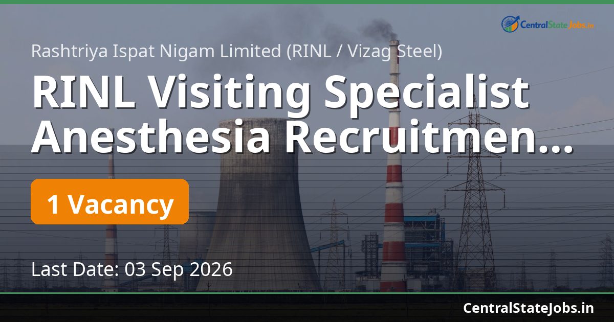RINL Visiting Specialist Anesthesia Recruitment 2026