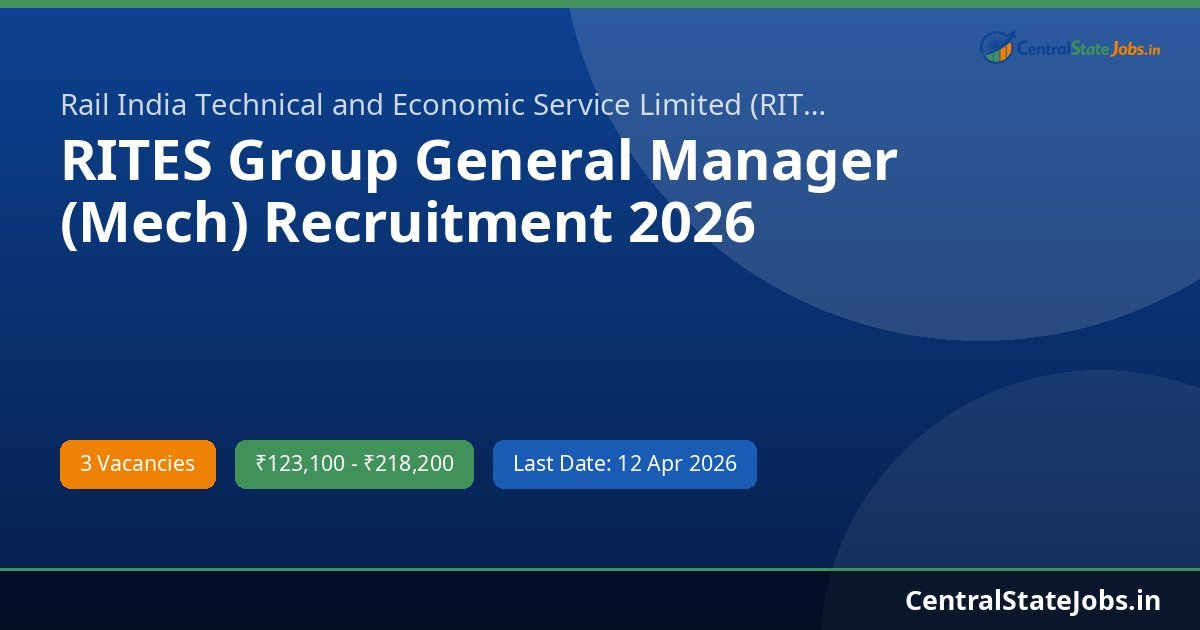 RITES Group General Manager (Mech) Recruitment 2026