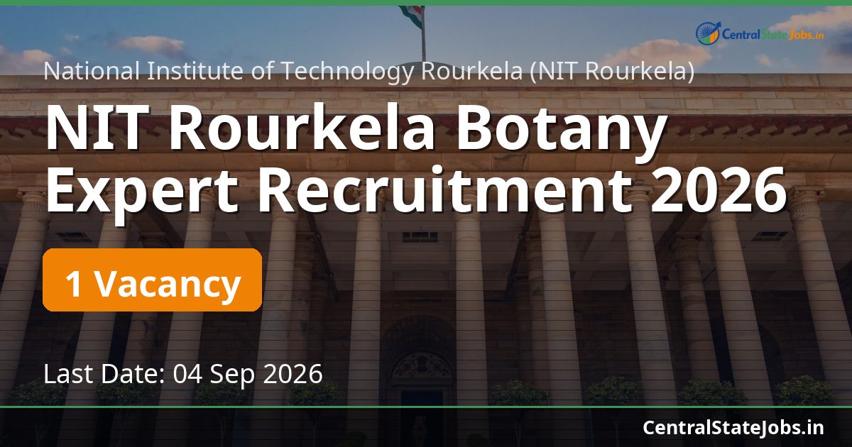 NIT Rourkela Botany Expert Recruitment 2026