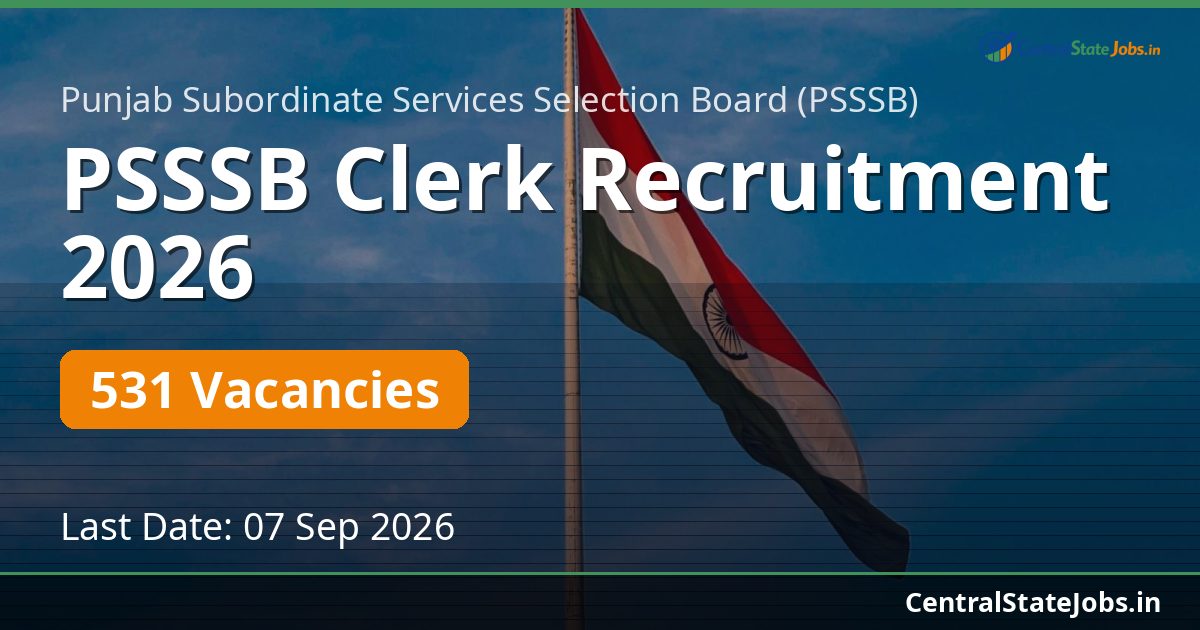 PSSSB Clerk Recruitment 2026 — 531 Vacancies