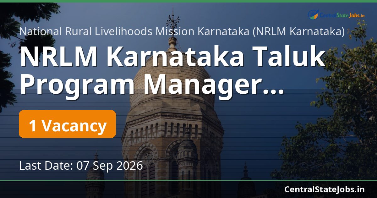 NRLM Karnataka Taluk Program Manager Recruitment 2026