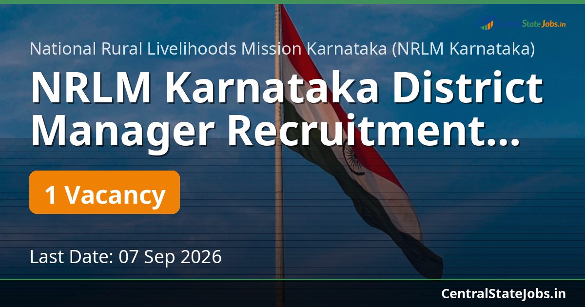 NRLM Karnataka District Manager Recruitment 2026