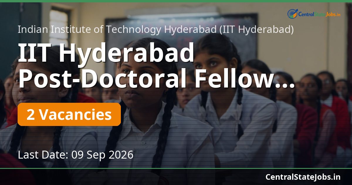 IIT Hyderabad Post-Doctoral Fellow Recruitment 2026