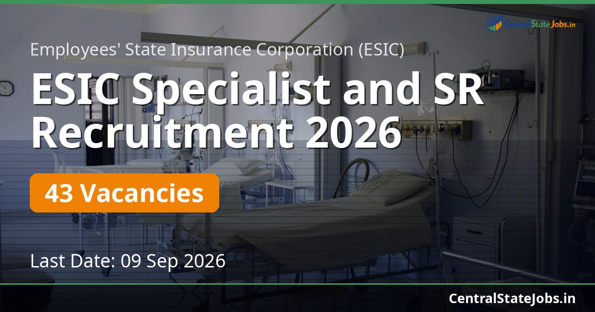 ESIC Specialist and SR Recruitment 2026 — 43 Vacancies