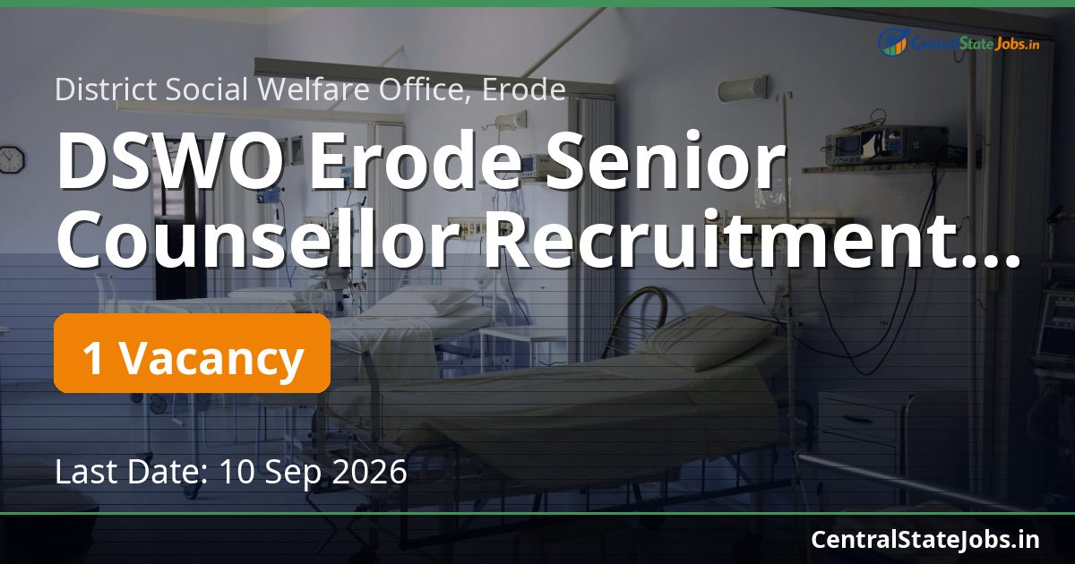 DSWO Erode Senior Counsellor Recruitment 2026