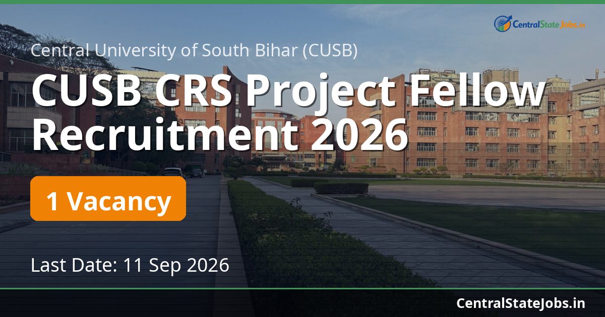 CUSB CRS Project Fellow Recruitment 2026