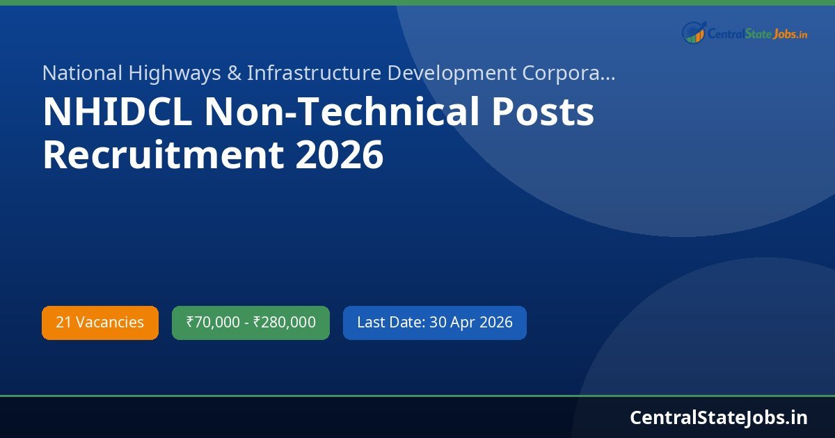 NHIDCL Non-Technical Posts Recruitment 2026