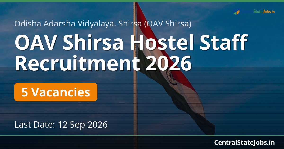 OAV Shirsa Hostel Staff Recruitment 2026