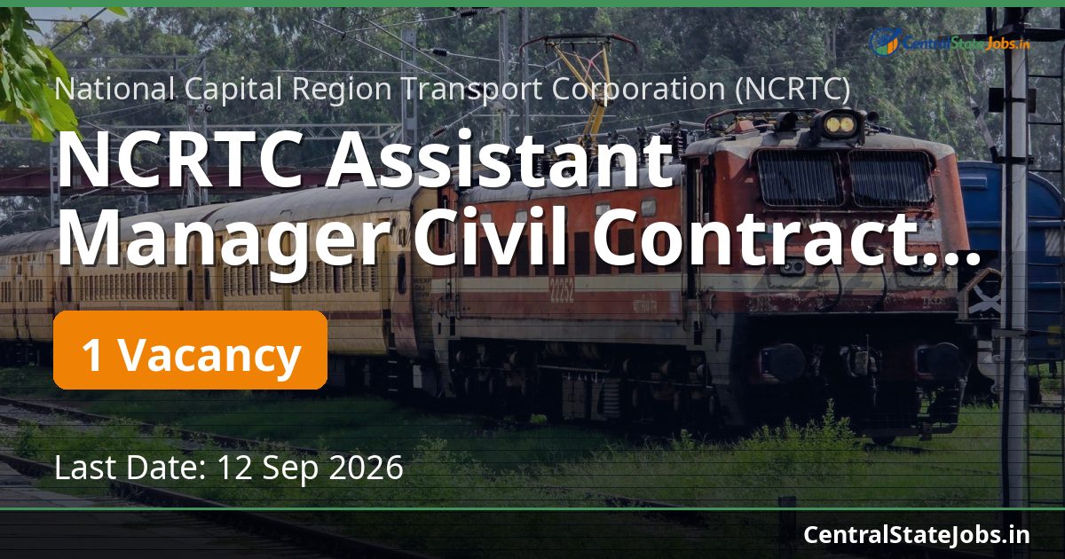 NCRTC Assistant Manager Civil Contract Recruitment 2026