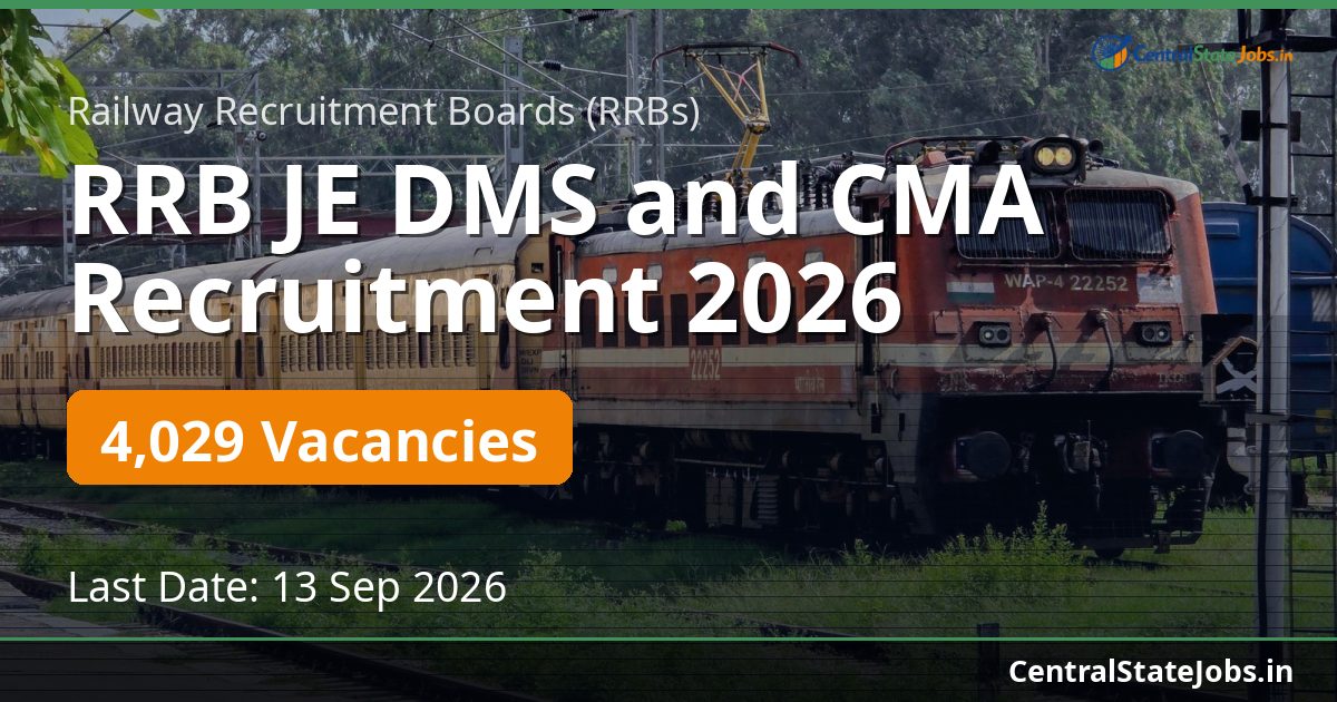 RRB JE DMS and CMA Recruitment 2026 — 4029 Vacancies