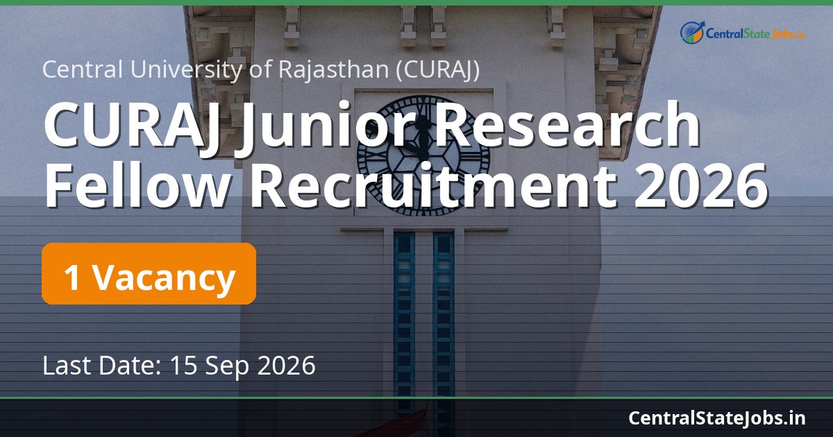 CURAJ Junior Research Fellow Recruitment 2026