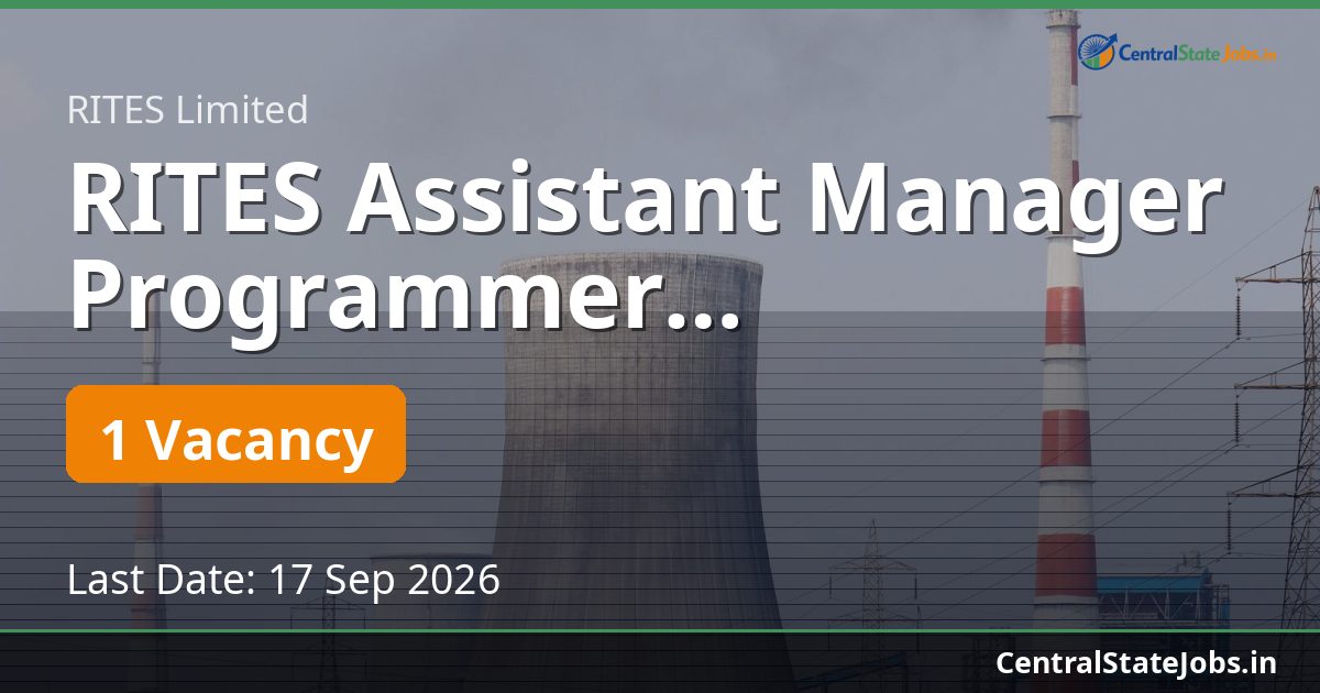RITES Assistant Manager Programmer Recruitment 2026
