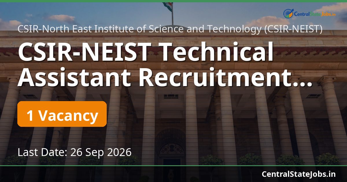 CSIR-NEIST Technical Assistant Recruitment 2026