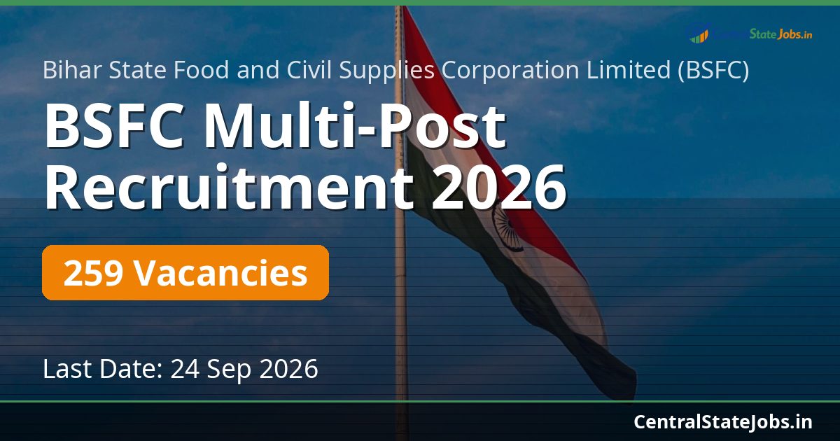 BSFC Multi-Post Recruitment 2026 — 259 Vacancies
