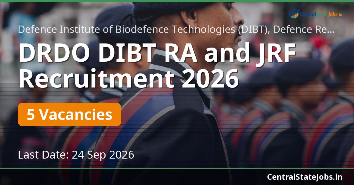 DRDO DIBT RA and JRF Recruitment 2026