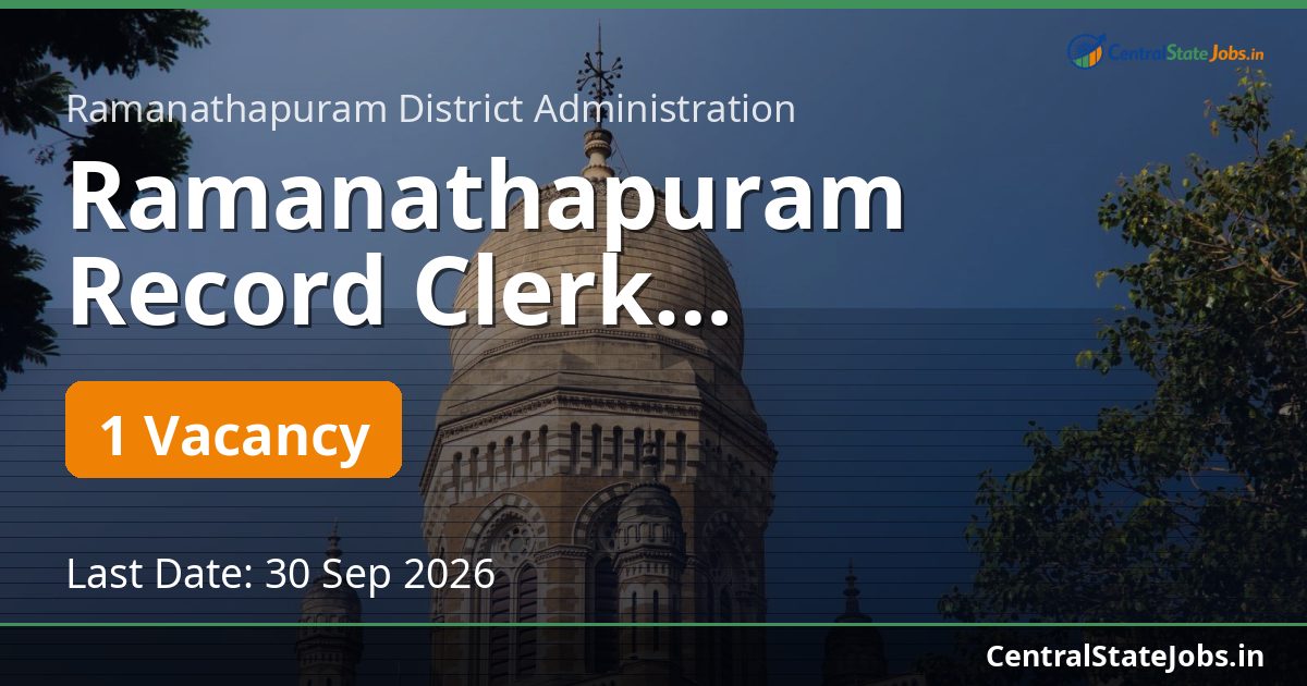 Ramanathapuram Record Clerk Recruitment 2026