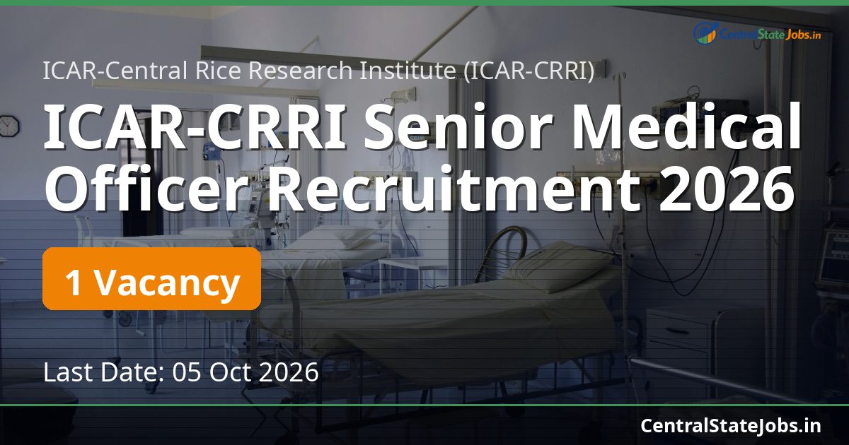 ICAR-CRRI Senior Medical Officer Recruitment 2026