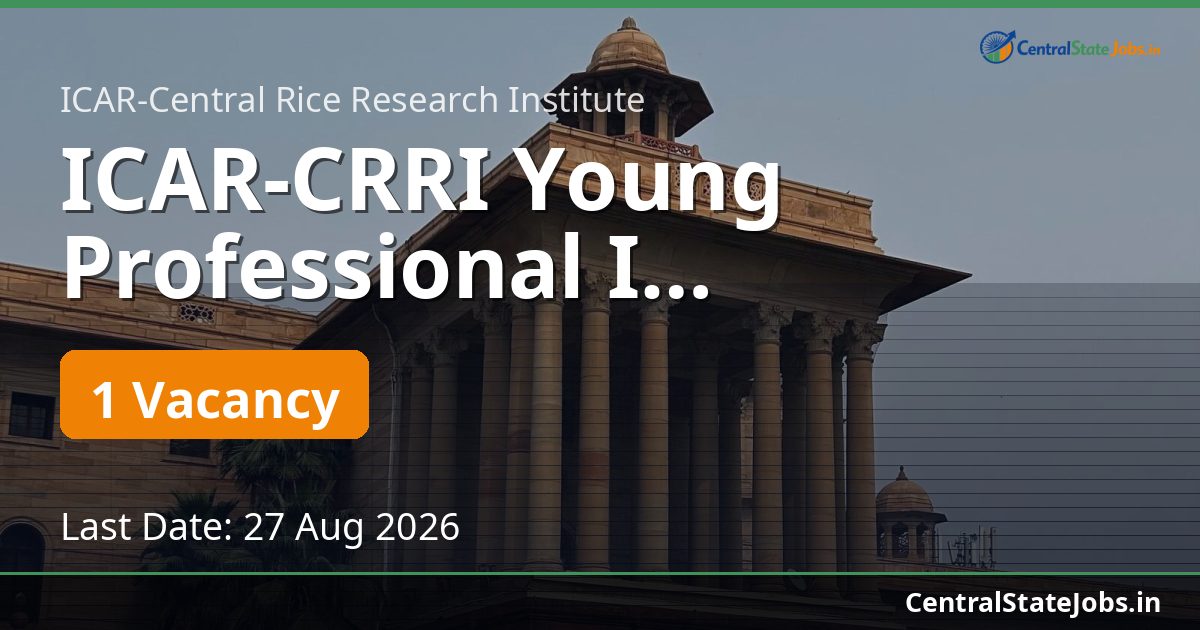 ICAR-CRRI Young Professional I Recruitment 2026