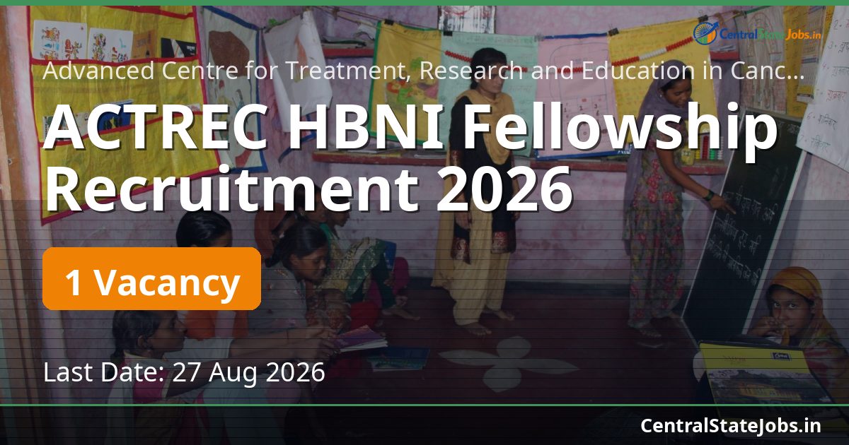 ACTREC HBNI Fellowship Recruitment 2026