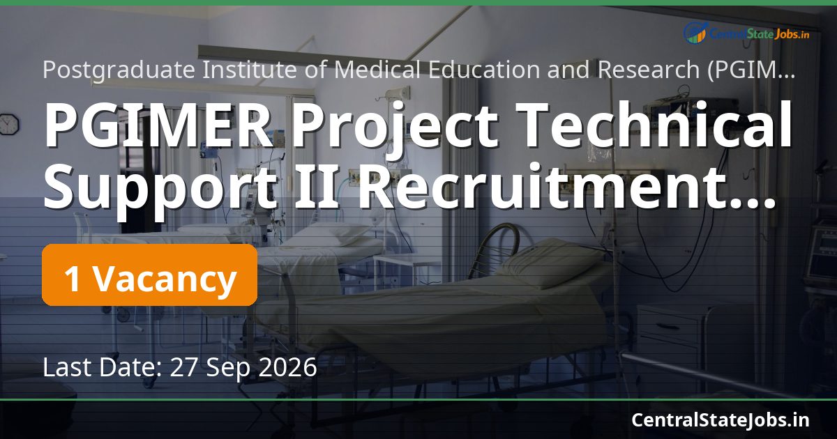 PGIMER Project Technical Support II Recruitment 2026