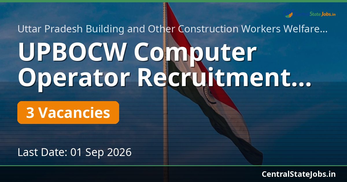 UPBOCW Computer Operator Recruitment 2026