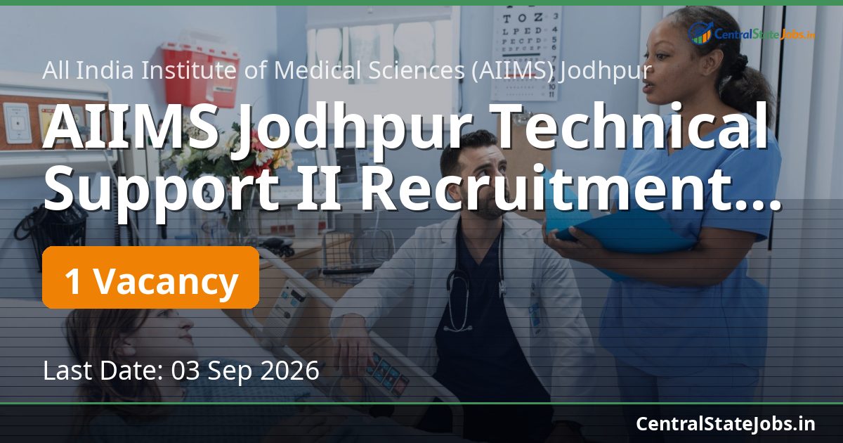 AIIMS Jodhpur Technical Support II Recruitment 2026