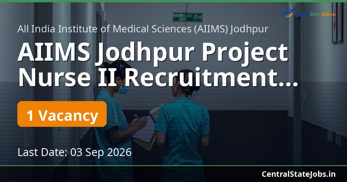 AIIMS Jodhpur Project Nurse II Recruitment 2026