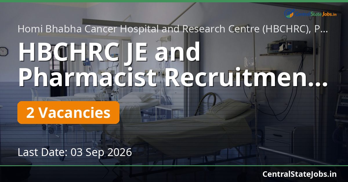 HBCHRC JE and Pharmacist Recruitment 2026