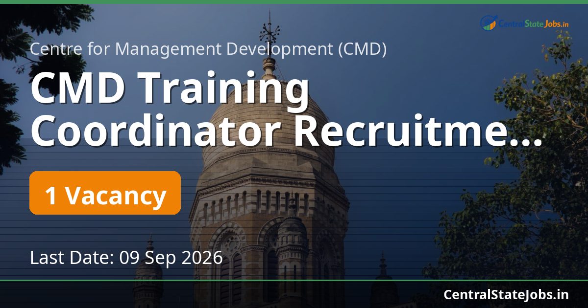 CMD Training Coordinator Recruitment 2026