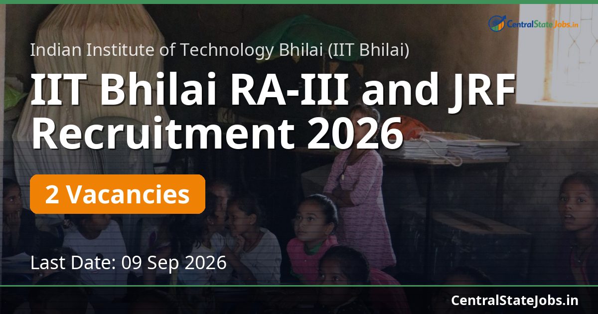 IIT Bhilai RA-III and JRF Recruitment 2026
