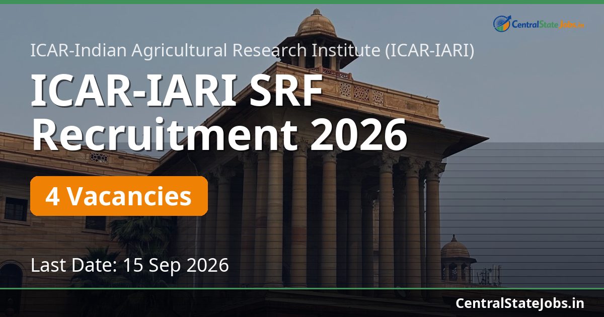 ICAR-IARI SRF Recruitment 2026