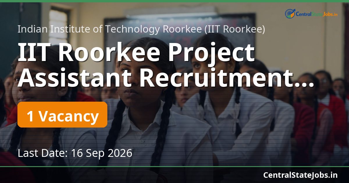 IIT Roorkee Project Assistant Recruitment 2026