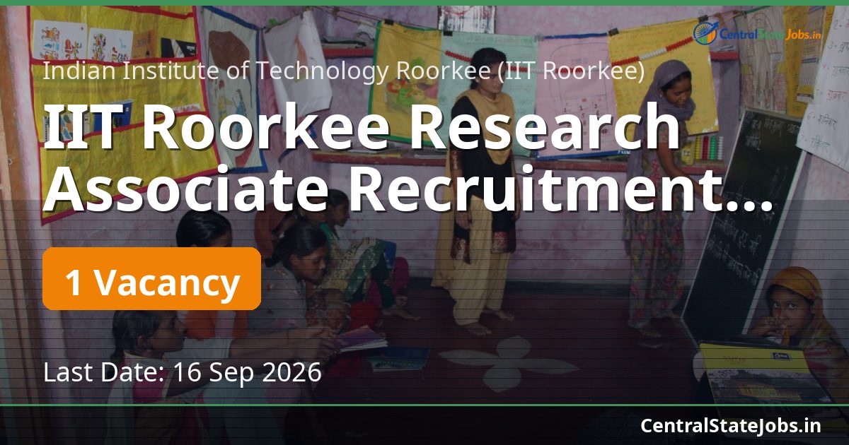 IIT Roorkee Research Associate Recruitment 2026