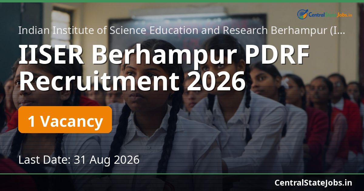 IISER Berhampur PDRF Recruitment 2026