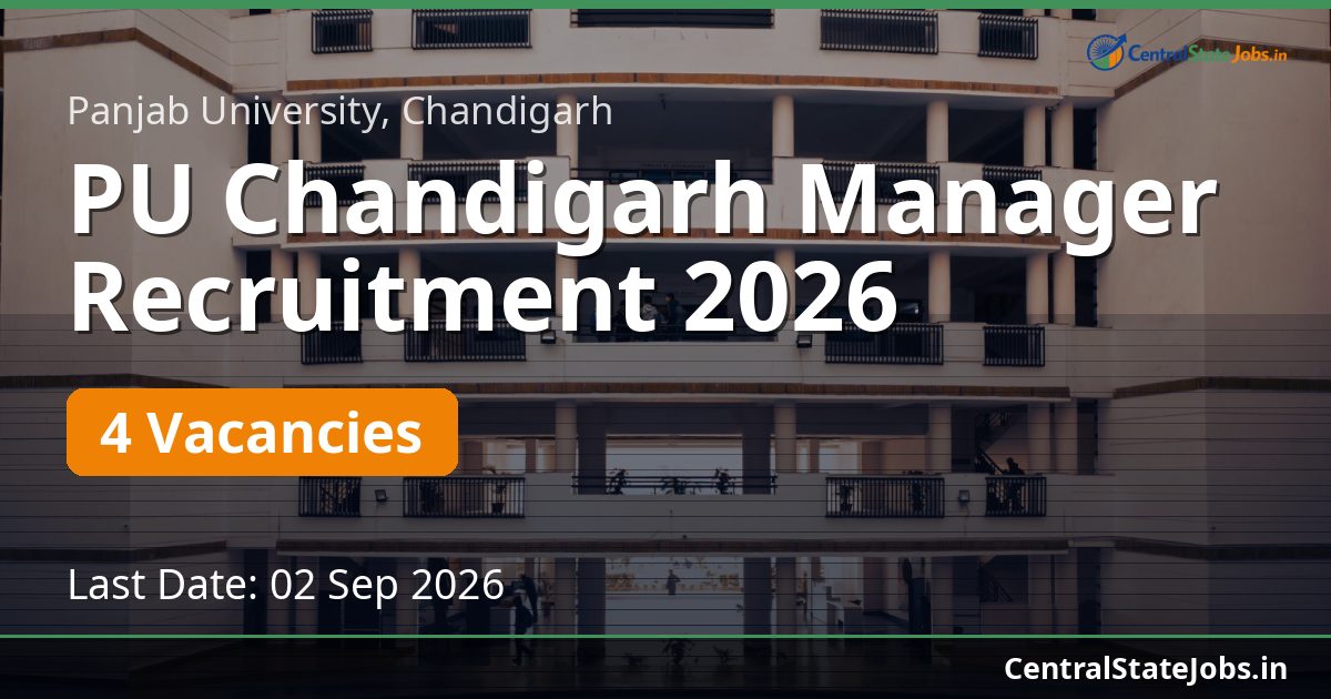 PU Chandigarh Manager Recruitment 2026