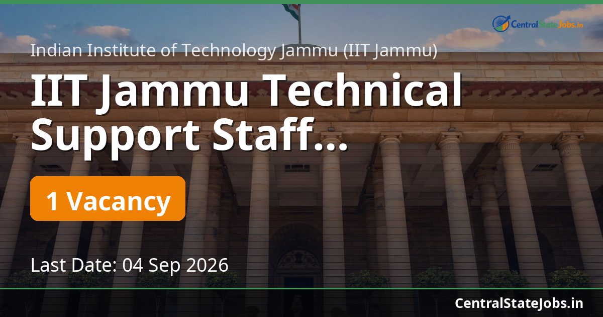 IIT Jammu Technical Support Staff Recruitment 2026