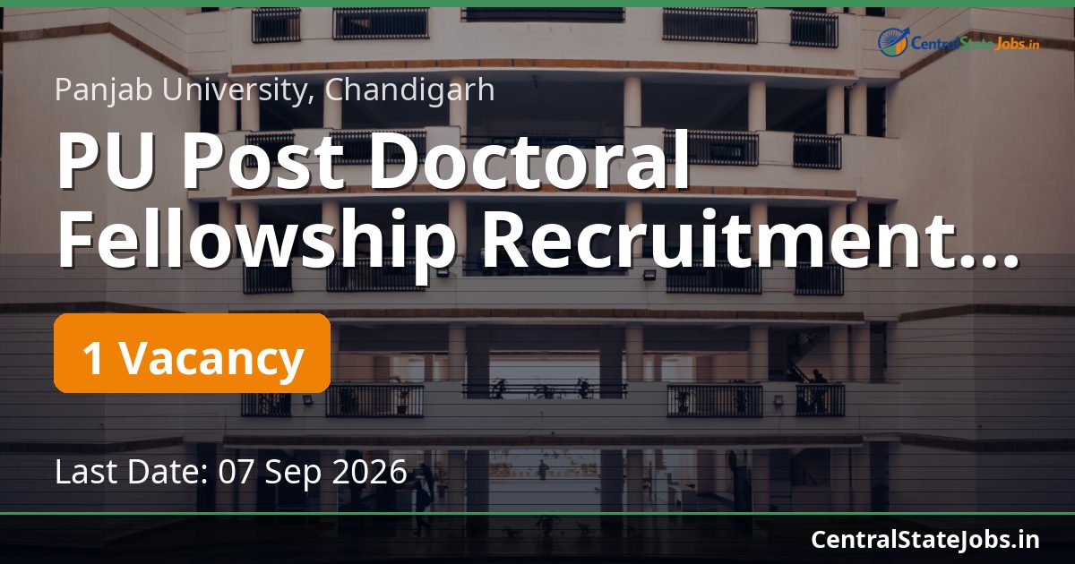 PU Post Doctoral Fellowship Recruitment 2026