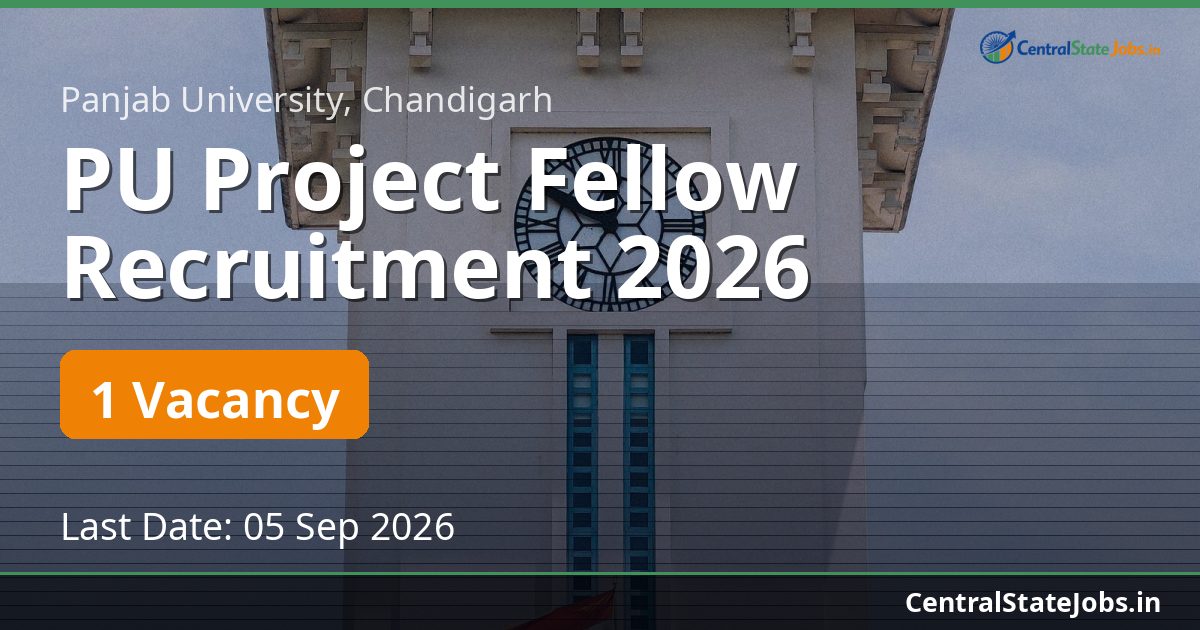 PU Project Fellow Recruitment 2026